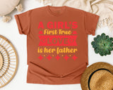 A Girl's First True Love Is Her Father Red graphic tee in Yam
