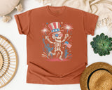 Patriotic Skeleton Fireworks Pink 5 graphic tee in Yam