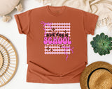 First Day Of School Pink Grid graphic tee in Yam