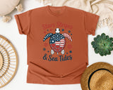 Stars Stripes And Sea Tides Grey 2 graphic tee in Yam