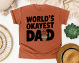 World's Okayest Dad White graphic tee in Yam