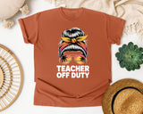 Teacher Off Duty Messy Bun graphic tee in Yam