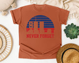 Never Forget Navy 2 graphic tee in Yam