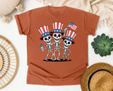 Patriotic Skeleton Trio Grey graphic tee in Yam