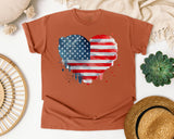 American Flag Heart Grey graphic tee in Yam