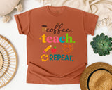 Coffee Teach Repeat Icons graphic tee in Yam