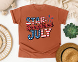 Star Spangled July Grey graphic tee in Yam
