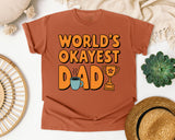 World's Okayest Dad Orange graphic tee in Yam