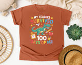 My Teacher Survived 100 Days Of Me Dinosaur graphic tee in Yam