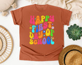 Happy First Day Of School Groovy graphic tee in Yam