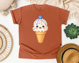 Patriotic Ice Cream Cone Gold graphic tee in Yam