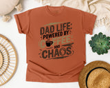 Dad Life Powered By Coffee And Chaos Grey graphic tee in Yam