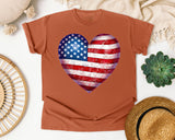 American Flag Heart Red 3 graphic tee in Yam