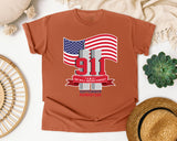 We Will Never Forget Patriot Day Red graphic tee in Yam