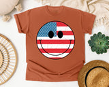 American Flag Smiley Face graphic tee in Yam