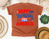 Happy Birthday America White graphic tee in Yam