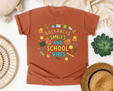 Backpacks Smiles And School Vibes graphic tee in Yam