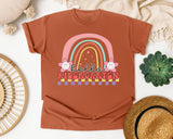 Hello Kindergarten Rainbow graphic tee in Yam