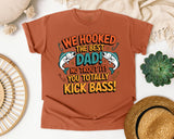 We Hooked The Best Dad graphic tee in Yam