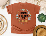 Brave And Ready For School graphic tee in Yam