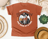 Surviving Fatherhood One Beer At A Time Brown graphic tee in Yam