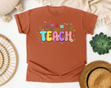 Teach Floral Pastel graphic tee in Yam