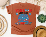 You Look Like The 4th Of July Blue graphic tee in Yam