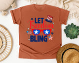 Let Freedom Bling Navy graphic tee in Yam