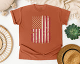 Distressed American Flag graphic tee in Yam