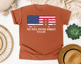 We Will Never Forget Navy 2 graphic tee in Yam