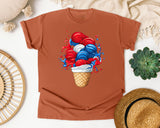 Patriotic Ice Cream Cone Red graphic tee in Yam