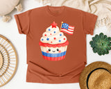 Patriotic Cupcake With Flag graphic tee in Yam