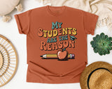 My Students Are The Reason Grey 2 graphic tee in Yam