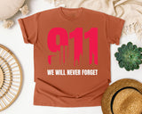We Will Never Forget White graphic tee in Yam