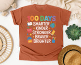 100 Days Smarter Kinder Stronger Braver Brighter graphic tee in Yam