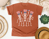 Patriotic Skeleton Trio White 2 graphic tee in Yam