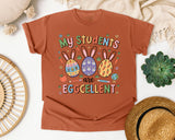 My Students Are Eggcellent graphic tee in Yam