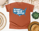 My Heart Belongs To America Blue graphic tee in Yam