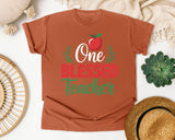 One Blessed Teacher Apple graphic tee in Yam