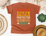 Husband Papa Protector Provider Hero graphic tee in Yam