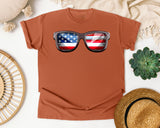 American Flag Sunglasses graphic tee in Yam