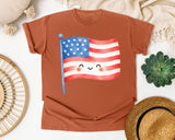 Smiling American Flag graphic tee in Yam