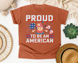 Proud To Be An American Pink graphic tee in Yam