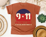 Patriot Day We Will Never Forget Red 2 graphic tee in Yam