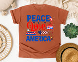 Peace Love America Blue graphic tee in Yam