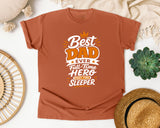 Best Dad Ever Full Time Hero Part Time Sleeper White graphic tee in Yam