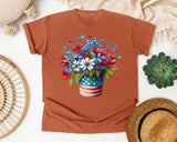 Patriotic Flower Bouquet graphic tee in Yam