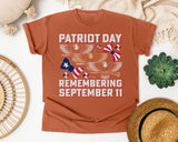 Patriot Day Remembering September 11 graphic tee in Yam