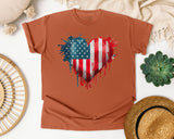American Flag Heart Red graphic tee in Yam