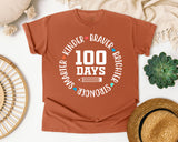 100 Days Smarter Kinder Braver Stronger White 2 graphic tee in Yam